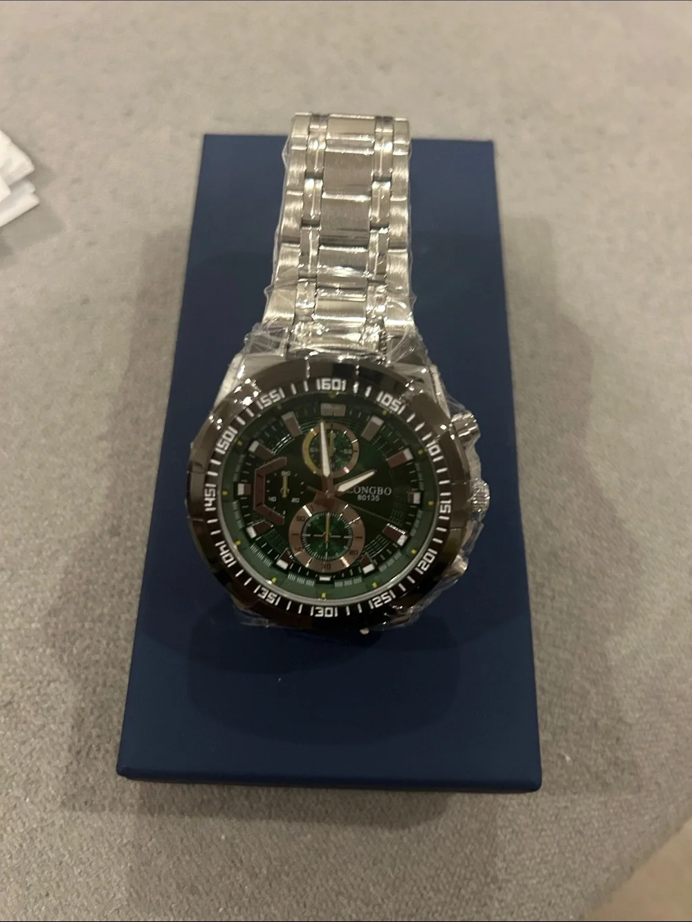 Stainless Steel Men's Watch with Green Dial - Unbranded